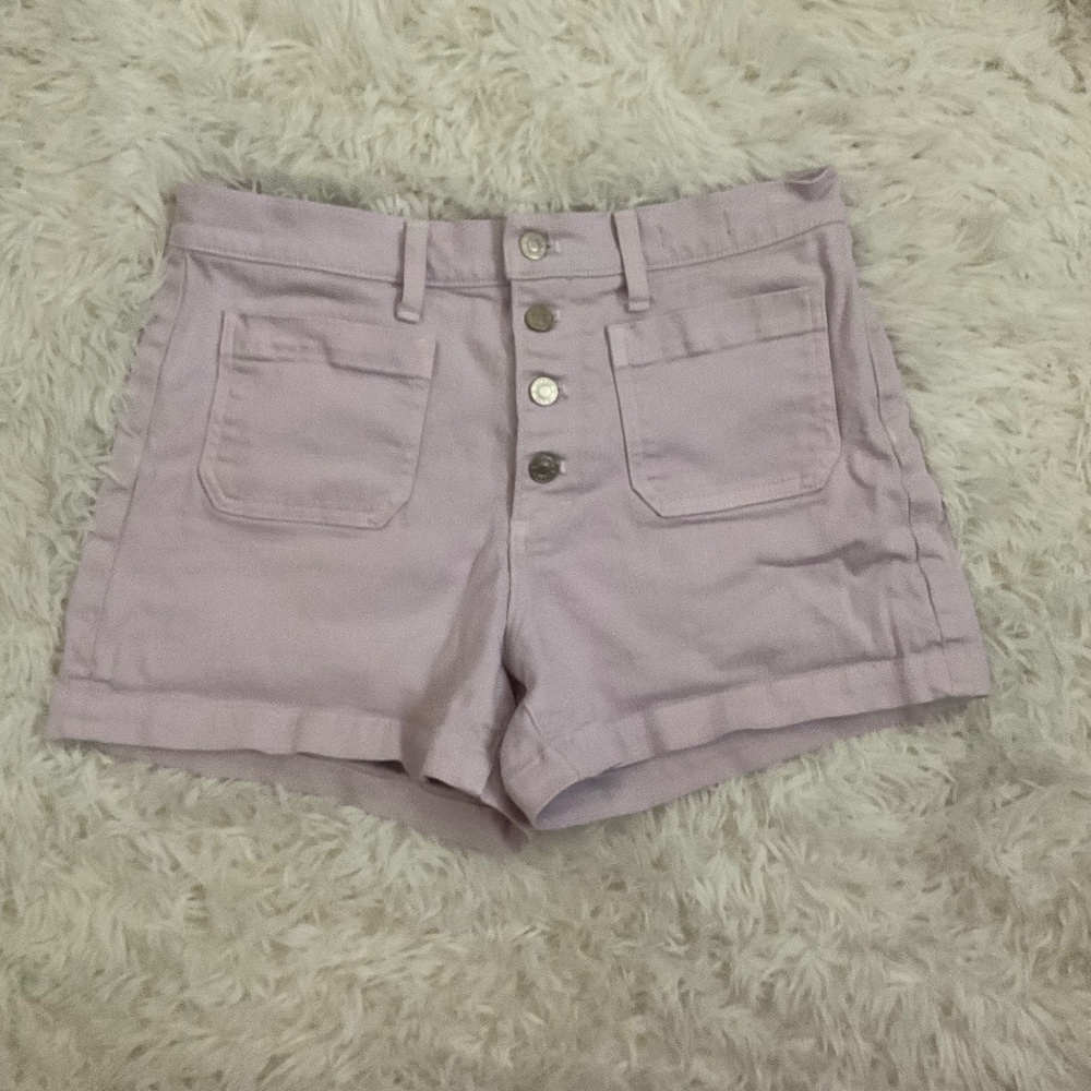 J. Crew High Rise Button Fly Jean Shorts - Lilac - Size 29